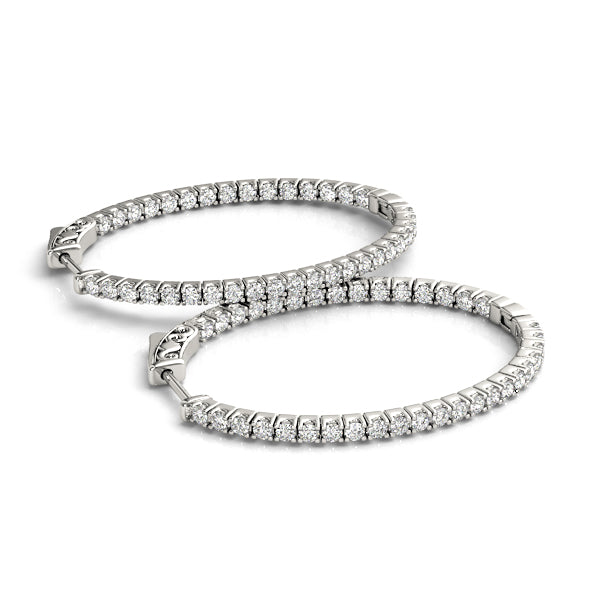 0.75-2.0ct Classic Diamond Hoop Earrings in Gold & Platinum