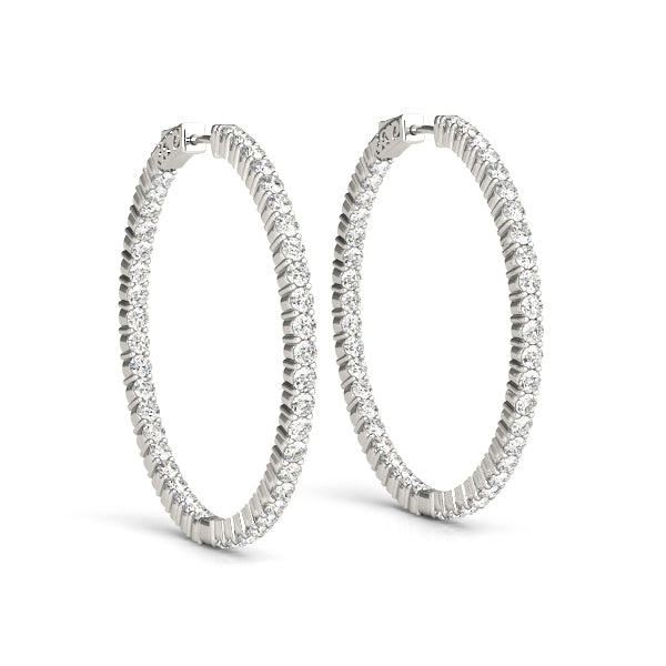 1.0-10.0ct Classic Diamond Hoop Earrings in Gold & Platinum