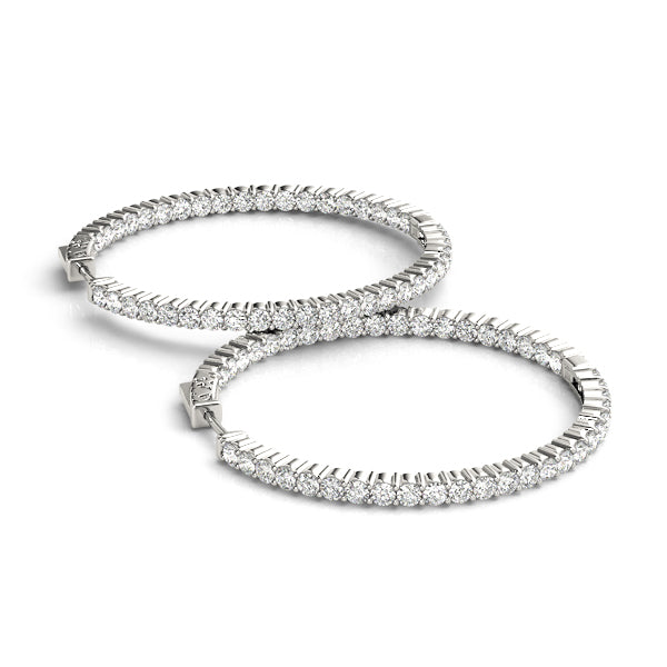 1.0-10.0ct Classic Diamond Hoop Earrings in Gold & Platinum