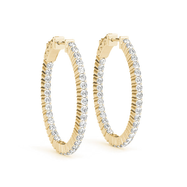 1.25-10.0ct Classic Diamond Hoop Earrings in Gold & Platinum