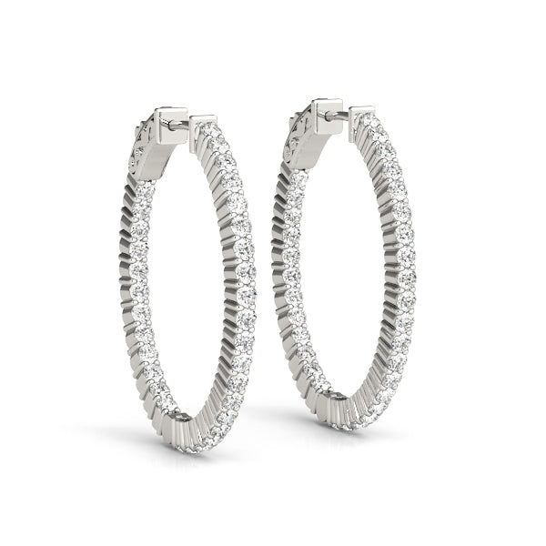 1.25-10.0ct Classic Diamond Hoop Earrings in Gold & Platinum
