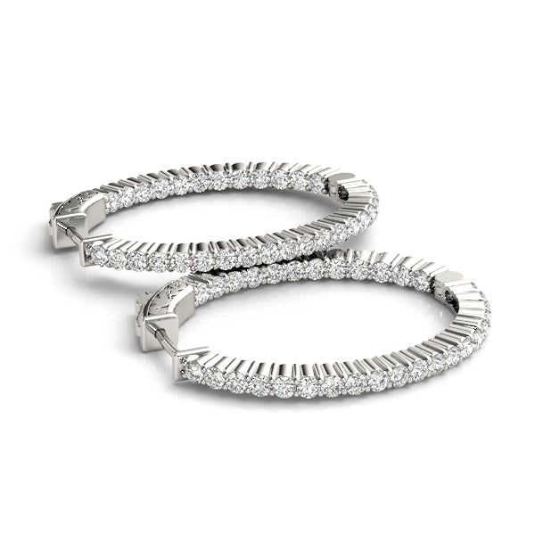 1.25-10.0ct Classic Diamond Hoop Earrings in Gold & Platinum
