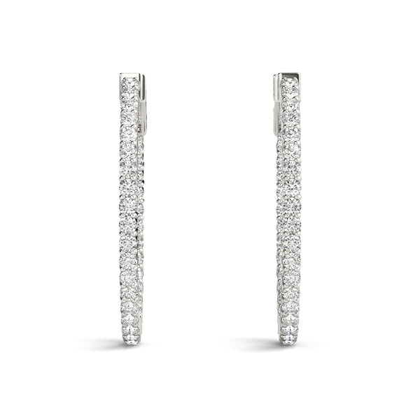 1.25-10.0ct Classic Diamond Hoop Earrings in Gold & Platinum
