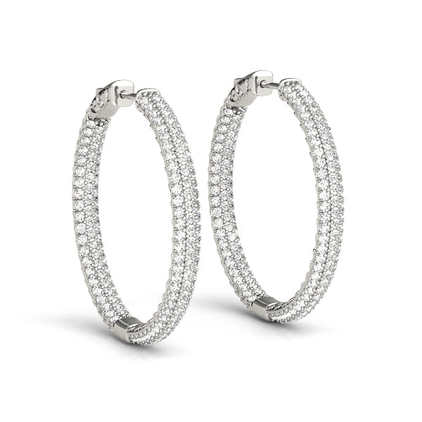 1.0-7.0ct Classic Diamond Hoop Earrings in Gold & Platinum