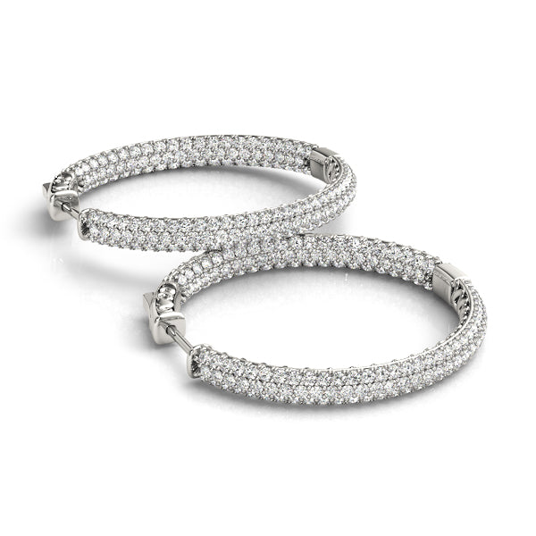 1.0-7.0ct Classic Diamond Hoop Earrings in Gold & Platinum