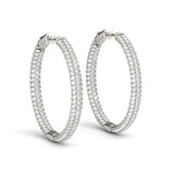 1.0-7.0ct Classic Diamond Hoop Earrings in Gold & Platinum