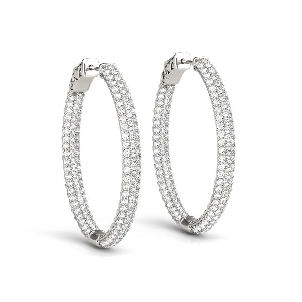 2.0-6.0ct Classic Diamond Hoop Earrings in Gold & Platinum