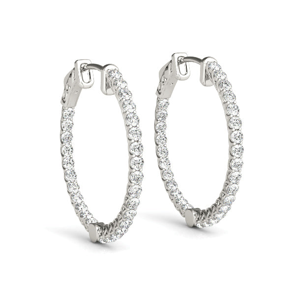 0.75-10.0ct Classic Diamond Hoop Earrings in Gold & Platinum