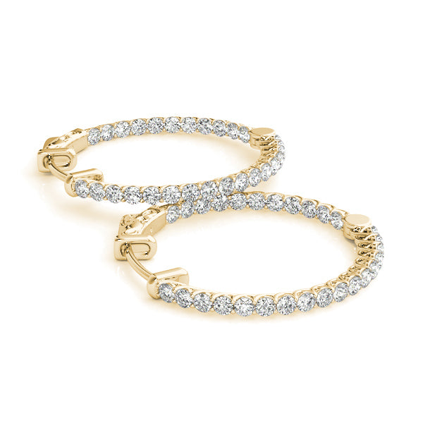 0.75-10.0ct Classic Diamond Hoop Earrings in Gold & Platinum