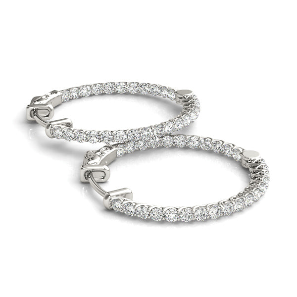0.75-10.0ct Classic Diamond Hoop Earrings in Gold & Platinum