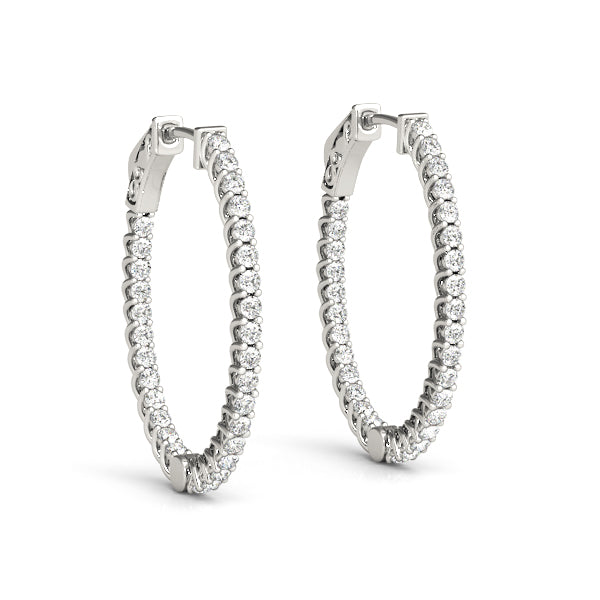 1.25-4.5ct Classic Diamond Hoop Earrings in Gold & Platinum