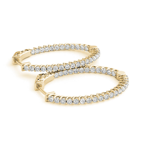 1.25-4.5ct Classic Diamond Hoop Earrings in Gold & Platinum