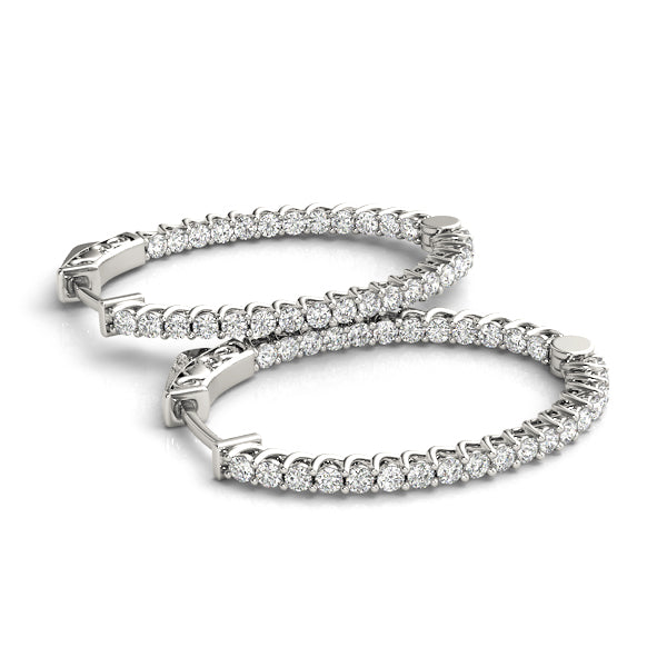 1.25-4.5ct Classic Diamond Hoop Earrings in Gold & Platinum