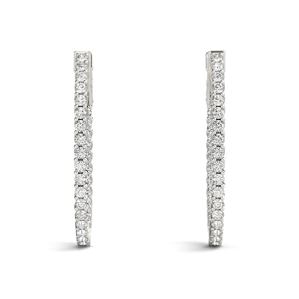 1.25-4.5ct Classic Diamond Hoop Earrings in Gold & Platinum