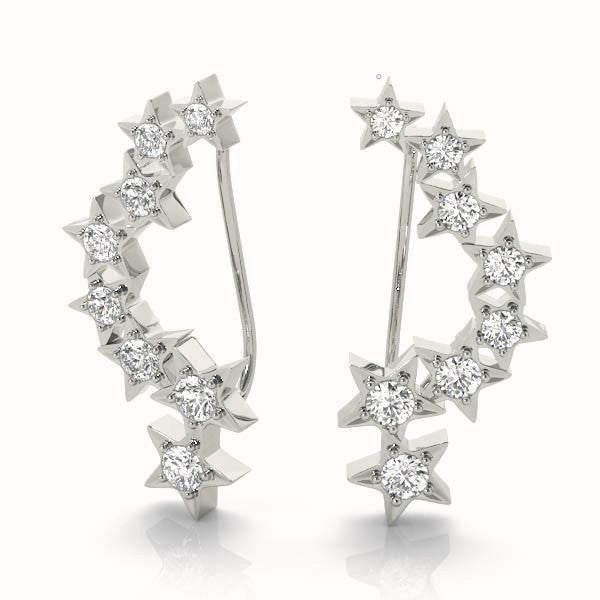 0.3ct Starburst Diamond Hoop Earrings in Gold & Platinum