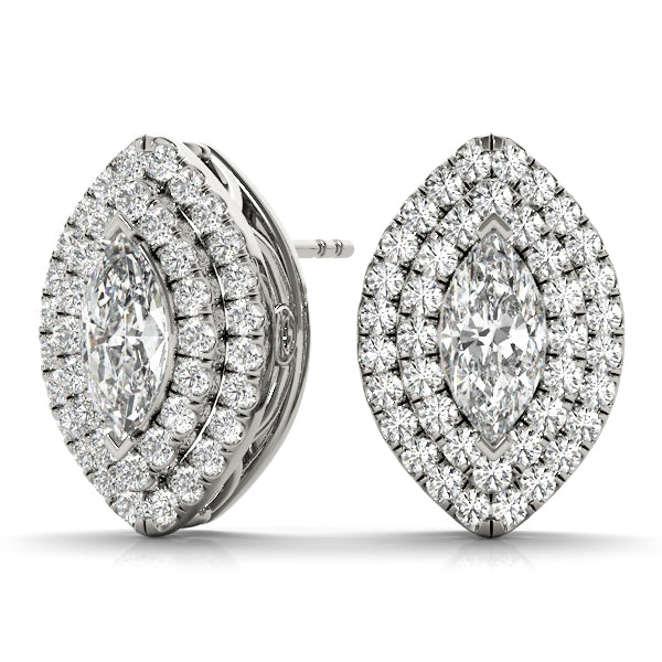 0.75-2.5ct Pear Diamond Stud Earrings in Gold & Platinum