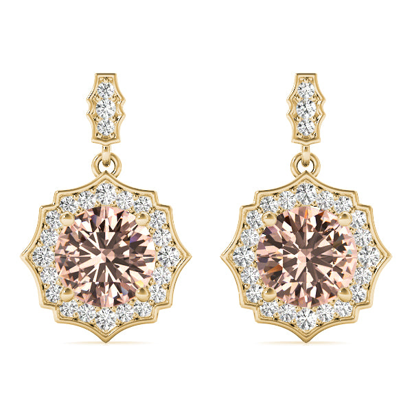 0.75-2.5ct Round Gemstone Diamond Drop Earrings in Gold & Platinum