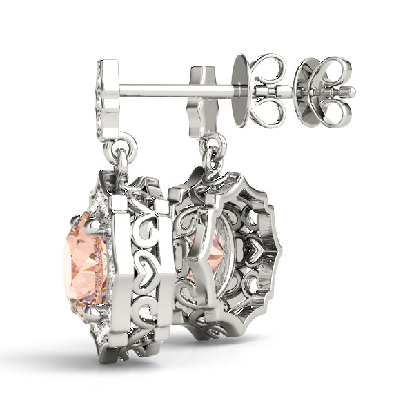 0.75-2.5ct Round Gemstone Diamond Drop Earrings in Gold & Platinum