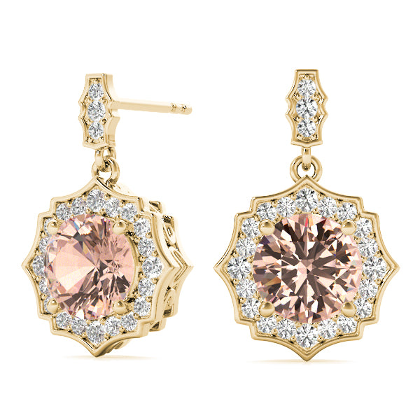 0.75-2.5ct Round Gemstone Diamond Drop Earrings in Gold & Platinum