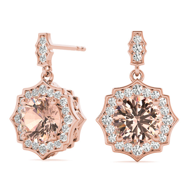 0.75-2.5ct Round Gemstone Diamond Drop Earrings in Gold & Platinum