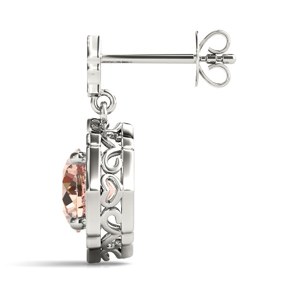 0.75-2.5ct Round Gemstone Diamond Drop Earrings in Gold & Platinum