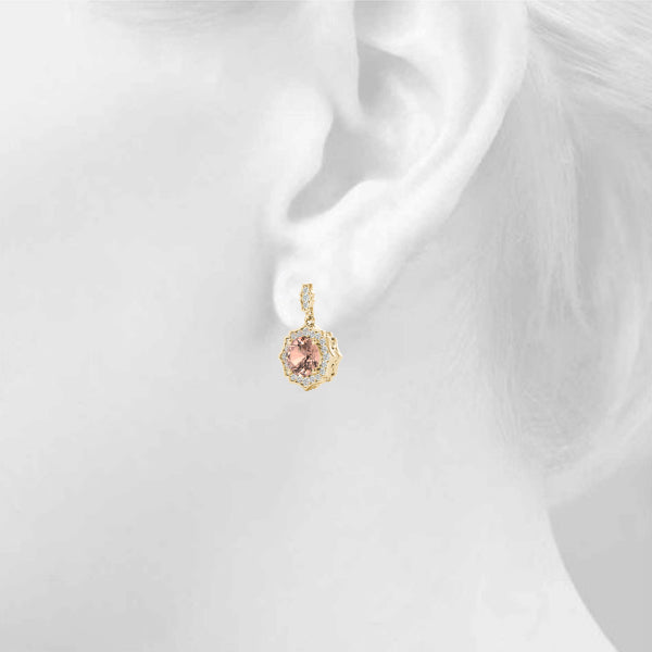 0.75-2.5ct Round Gemstone Diamond Drop Earrings in Gold & Platinum