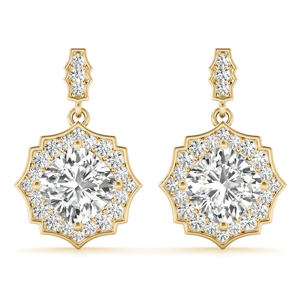 1.25-2.5ct Floral Diamond Drop Earrings in Gold & Platinum