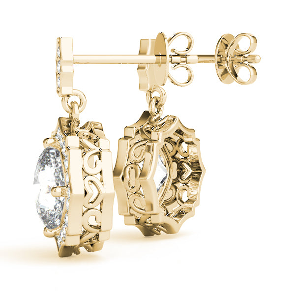 1.25-2.5ct Floral Diamond Drop Earrings in Gold & Platinum