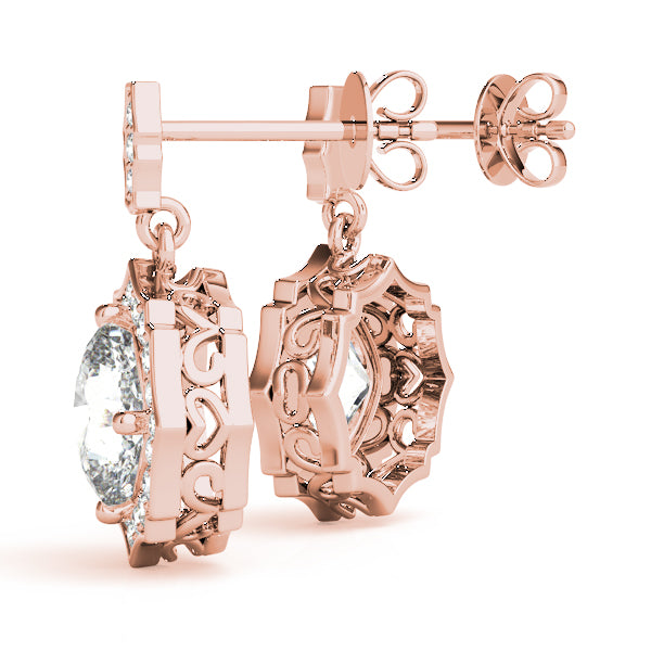 1.25-2.5ct Floral Diamond Drop Earrings in Gold & Platinum