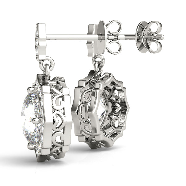 1.25-2.5ct Floral Diamond Drop Earrings in Gold & Platinum