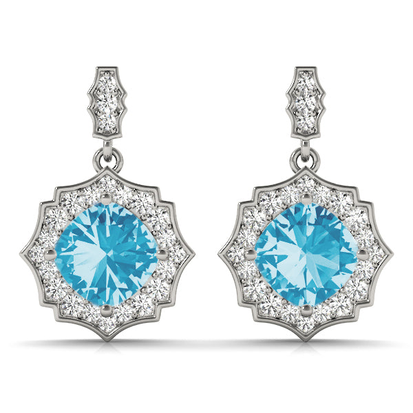 1.25-2.5ct Floral Diamond Drop Earrings in Gold & Platinum