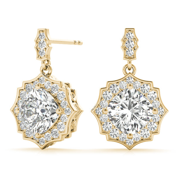 1.25-2.5ct Floral Diamond Drop Earrings in Gold & Platinum