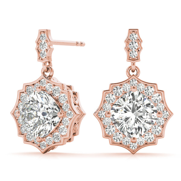 1.25-2.5ct Floral Diamond Drop Earrings in Gold & Platinum