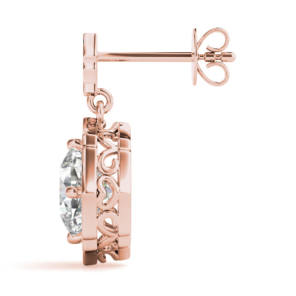1.25-2.5ct Floral Diamond Drop Earrings in Gold & Platinum