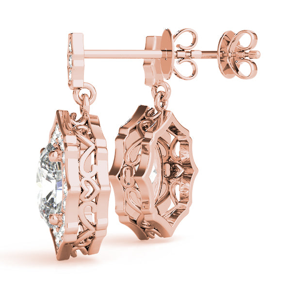 0.5-2.0ct Floral Diamond Drop Earrings in Gold & Platinum