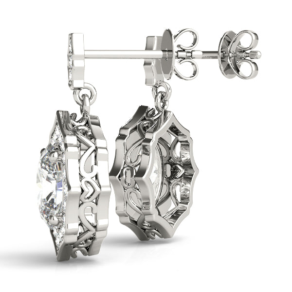 0.5-2.0ct Floral Diamond Drop Earrings in Gold & Platinum
