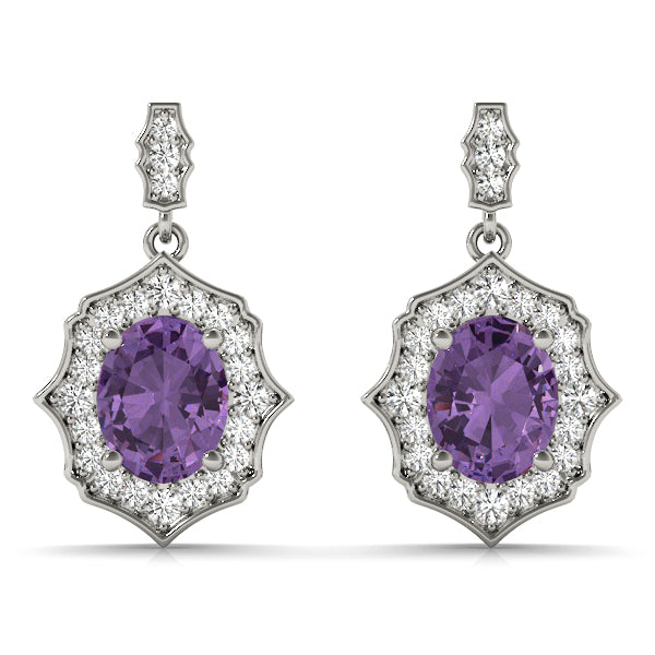 0.5-2.0ct Floral Diamond Drop Earrings in Gold & Platinum