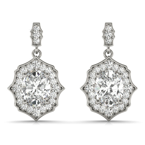 0.5-2.0ct Floral Diamond Drop Earrings in Gold & Platinum