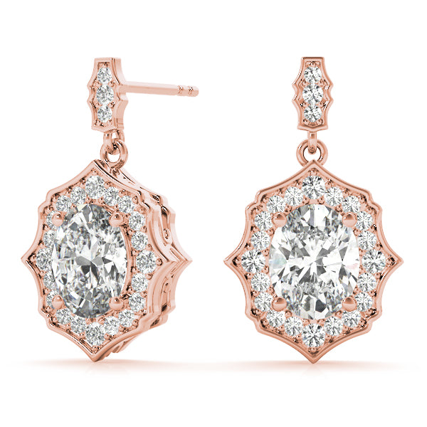 0.5-2.0ct Floral Diamond Drop Earrings in Gold & Platinum