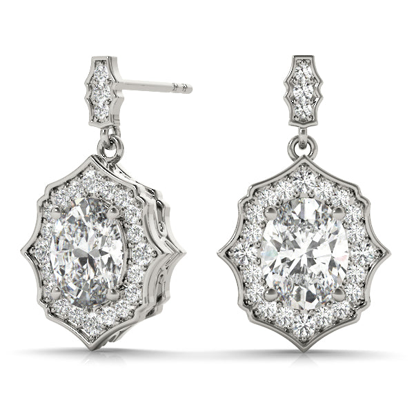 0.5-2.0ct Floral Diamond Drop Earrings in Gold & Platinum