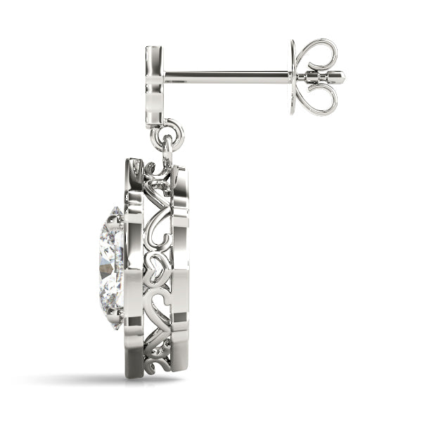 0.5-2.0ct Floral Diamond Drop Earrings in Gold & Platinum