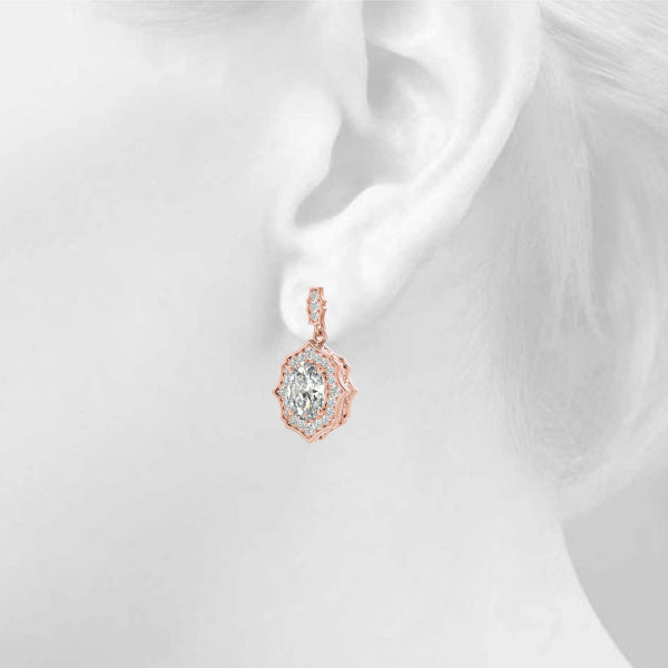 0.5-2.0ct Floral Diamond Drop Earrings in Gold & Platinum