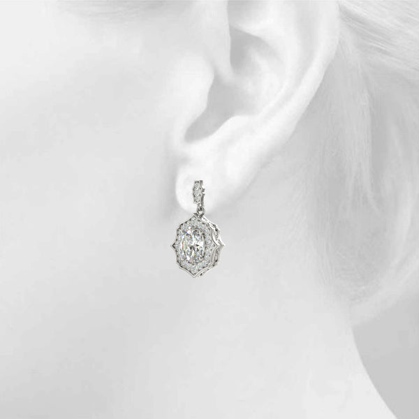 0.5-2.0ct Floral Diamond Drop Earrings in Gold & Platinum