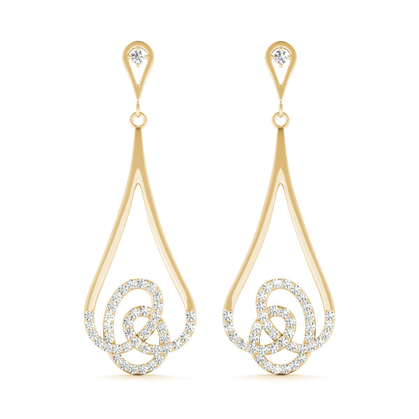 0.75ct Teardrop Diamond Drop Earrings in Gold & Platinum