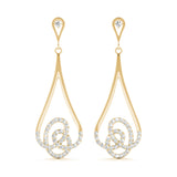 0.75ct Teardrop Diamond Drop Earrings in Gold & Platinum