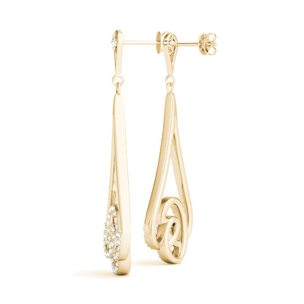 0.75ct Teardrop Diamond Drop Earrings in Gold & Platinum