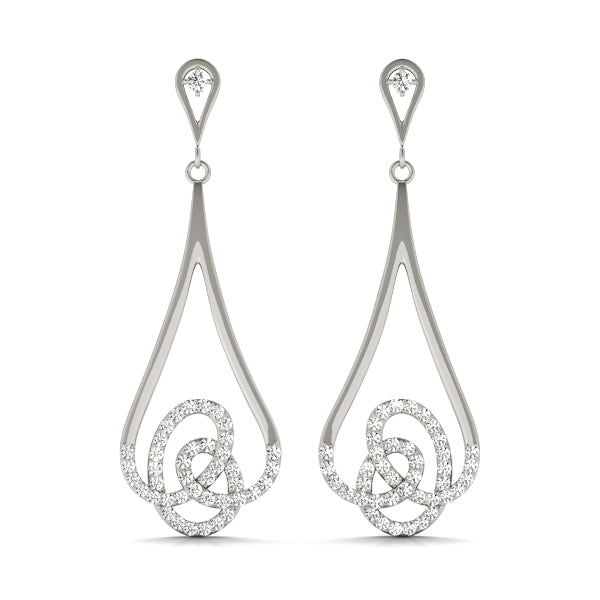 0.75ct Teardrop Diamond Drop Earrings in Gold & Platinum