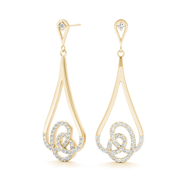 0.75ct Teardrop Diamond Drop Earrings in Gold & Platinum