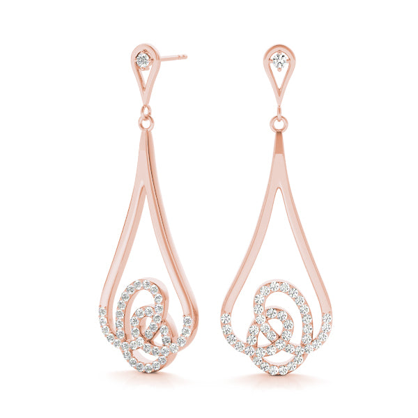 0.75ct Teardrop Diamond Drop Earrings in Gold & Platinum