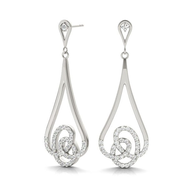 0.75ct Teardrop Diamond Drop Earrings in Gold & Platinum